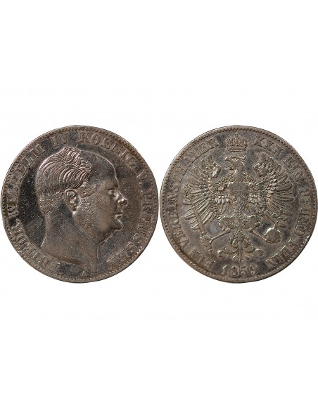 ALLEMAGNE, PRUSSE, FREDERIC GUILLAUME IV - VEREINSTHALER ARGENT - 1859 A BERLIN