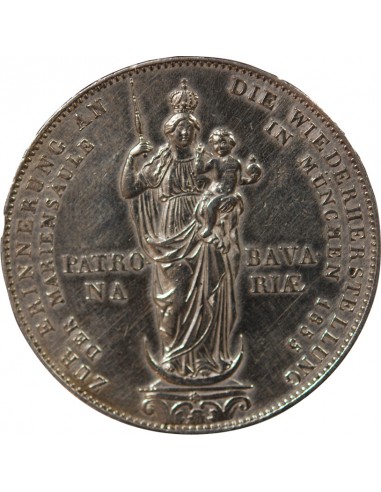 ALLEMAGNE, BAVIERE, MAXIMILIEN II - 2 GULDEN A LA MADONE, ARGENT - 1855 MUNICH
