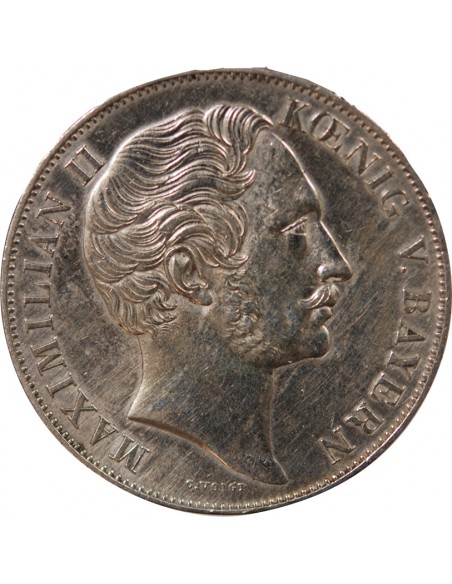 ALLEMAGNE, BAVIERE, MAXIMILIEN II - 2 GULDEN A LA MADONE, ARGENT - 1855 MUNICH