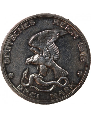 ALLEMAGNE, PRUSSE, GUILLAUME II - 3 MARK ARGENT - 1913, BERLIN