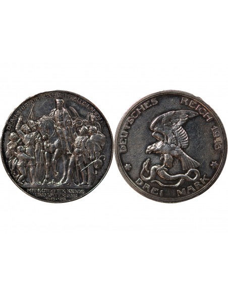 ALLEMAGNE, PRUSSE, GUILLAUME II - 3 MARK ARGENT - 1913, BERLIN