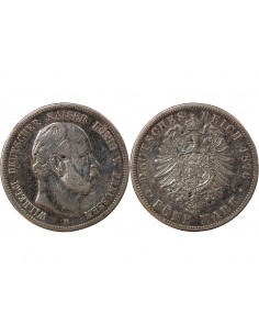 ALLEMAGNE, PRUSSE, GUILLAUME I - 5 MARK ARGENT - 1876 B HANOVRE 2