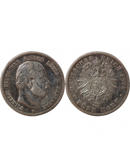ALLEMAGNE, PRUSSE, GUILLAUME I - 5 MARK ARGENT - 1876 B HANOVRE