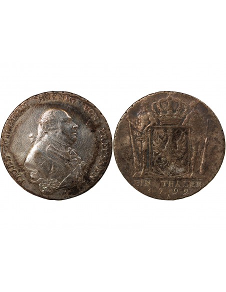ALLEMAGNE, PRUSSE, FREDERIC-GUILLAUME II - THALER ARGENT - 1792 A BERLIN