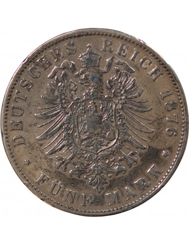 ALLEMAGNE, SAXE, ALBERT I - 5 MARK ARGENT - 1876 E MULDENHÜTTEN