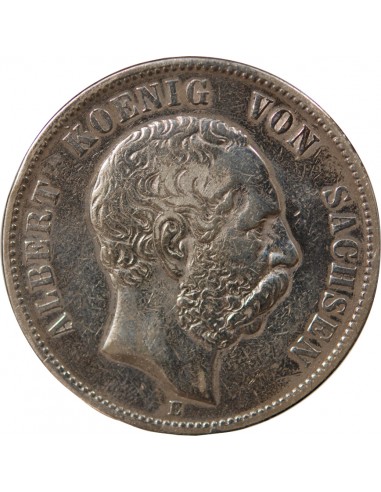 ALLEMAGNE, SAXE, ALBERT I - 5 MARK ARGENT - 1876 E MULDENHÜTTEN