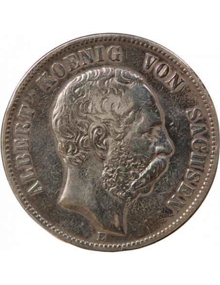 ALLEMAGNE, SAXE, ALBERT I - 5 MARK ARGENT - 1876 E MULDENHÜTTEN