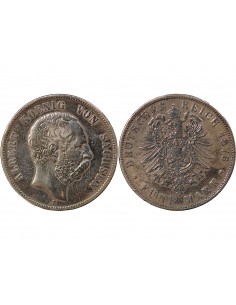 ALLEMAGNE, SAXE, ALBERT I - 5 MARK ARGENT - 1876 E MULDENHÜTTEN 2