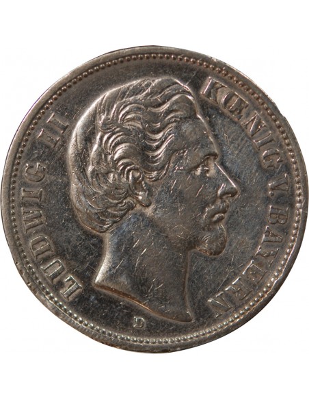 ALLEMAGNE, BAVIERE, LOUIS II - 5 MARK ARGENT - 1875 D MUNICH