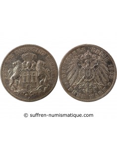 ALLEMAGNE, VILLE DE HAMBOURG - 5 MARK ARGENT - 1902 J
