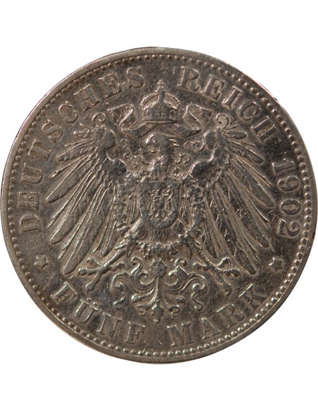 ALLEMAGNE, VILLE DE HAMBOURG - 5 MARK ARGENT - 1902 J