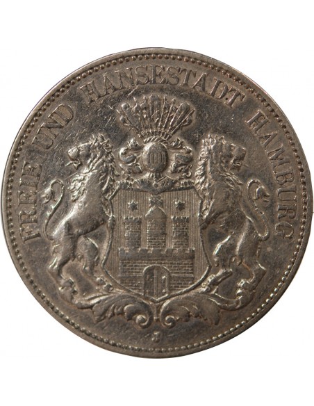 ALLEMAGNE, VILLE DE HAMBOURG - 5 MARK ARGENT - 1902 J