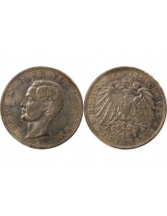 ALLEMAGNE, BAVIERE, OTHON I - 5 MARK ARGENT - 1908 D MUNICH 2