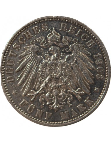 ALLEMAGNE, SAXE, GEORGES I - 5 MARK ARGENT - 1903 E MULDENHÜTTEN