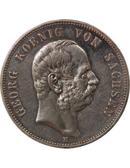 ALLEMAGNE, SAXE, GEORGES I - 5 MARK ARGENT - 1903 E MULDENHÜTTEN