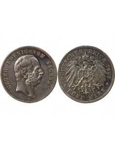 ALLEMAGNE, SAXE, GEORGES I - 5 MARK ARGENT - 1903 E MULDENHÜTTEN 2