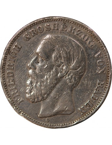 ALLEMAGNE, BADE, FREDERIC I - 5 MARK ARGENT, 2nd TYPE - 1895 G KARLSRUHE