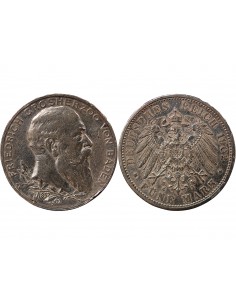 ALLEMAGNE, BADE, FREDERIC I - 5 MARK ARGENT, ANNIVERSAIRE - 1902 KARLSRUHE 2