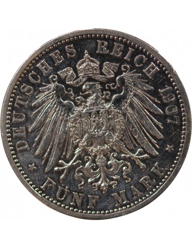 ALLEMAGNE, BADE, FREDERIC I - 5 MARK ARGENT, MORT DU DUC - 1907 KARLSRUHE