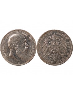 ALLEMAGNE, BADE, FREDERIC I - 5 MARK ARGENT, 3e TYPE - 1903 G KARLSRUHE 2