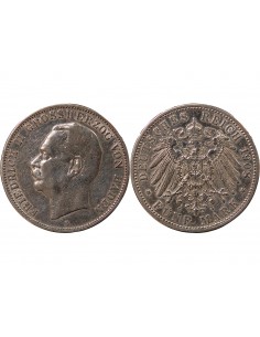 ALLEMAGNE, BADE, FREDERIC II - 5 MARK ARGENT - 1908 G KARLSRUHE 2