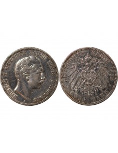 ALLEMAGNE, PRUSSE, GUILLAUME II - 5 MARK ARGENT, 2nd TYPE - 1902 A BERLIN 2