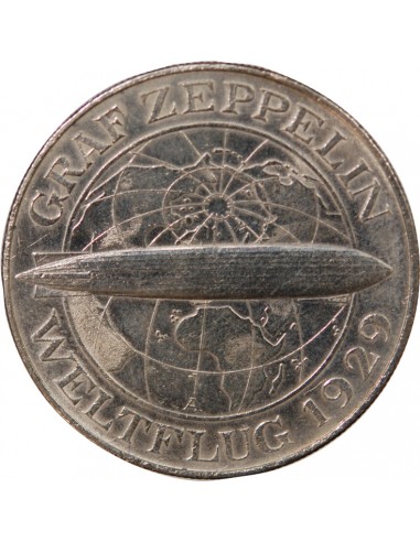 ALLEMAGNE, WEIMAR - 5 REICHSMARK ARGENT, GRAF ZEPPELIN - 1930 A BERLIN