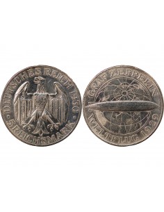 ALLEMAGNE, WEIMAR - 5 REICHSMARK ARGENT, GRAF ZEPPELIN - 1930 A BERLIN 2