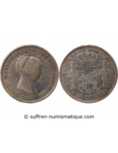 ESPAGNE, ISABELLE II - 20 REALES ARGENT - 1855 MADRID
