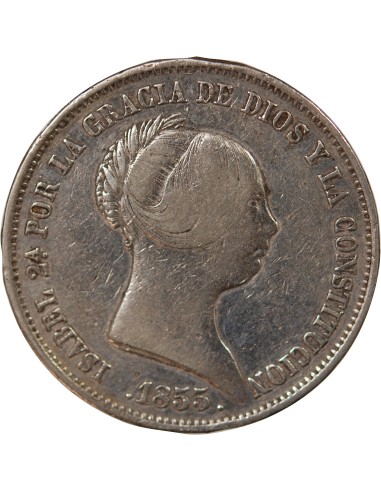 ESPAGNE, ISABELLE II - 20 REALES ARGENT - 1855 MADRID