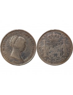 ESPAGNE, ISABELLE II - 20 REALES ARGENT - 1855 MADRID 2