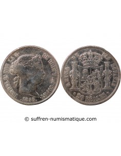 ESPAGNE, ISABELLE II - 20 REALES ARGENT - 1858 MADRID