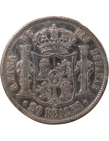 ESPAGNE, ISABELLE II - 20 REALES ARGENT - 1858 MADRID