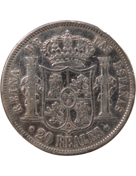ESPAGNE, ISABELLE II - 20 REALES ARGENT - 1858 MADRID