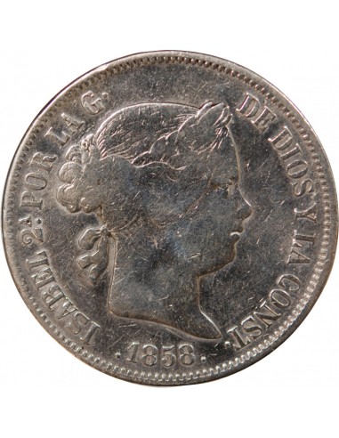 ESPAGNE, ISABELLE II - 20 REALES ARGENT - 1858 MADRID