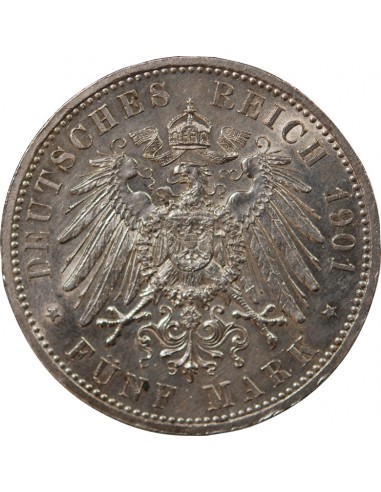 ALLEMAGNE, PRUSSE, GUILLAUME II - 5 MARK ARGENT, BICENTENAIRE - 1901 BERLIN