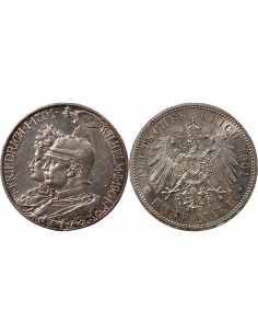 ALLEMAGNE, PRUSSE, GUILLAUME II - 5 MARK ARGENT, BICENTENAIRE - 1901 BERLIN 2