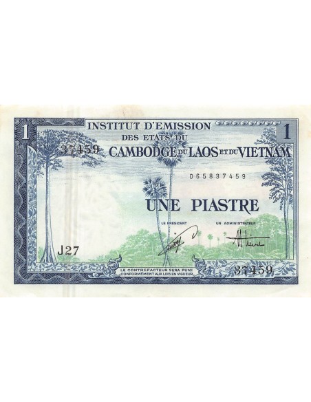 INDOCHINE FRANCAISE - 1 PIASTRE 1954