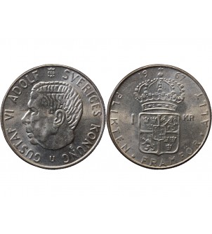 SUEDE, GUSTAF VI - KRONA ARGENT 1967 2