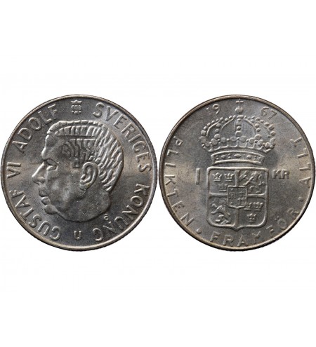 SUEDE, GUSTAF VI - KRONA ARGENT 1967