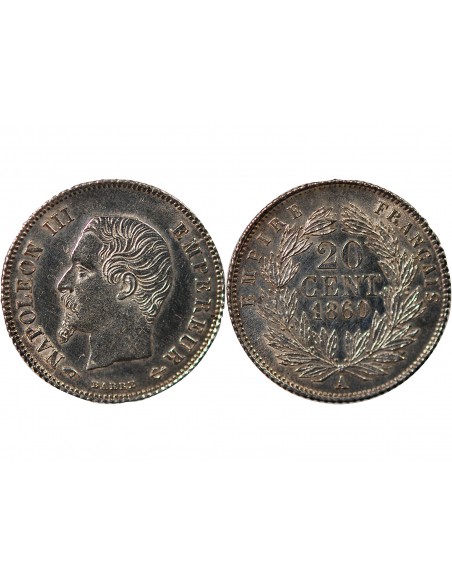 NAPOLEON III - 20 CENTIMES ARGENT 1860 A PARIS