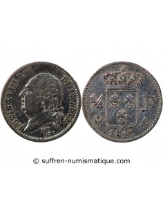 LOUIS XVIII - 1/4 FRANC ARGENT 1817 A PARIS
