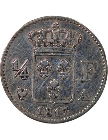 LOUIS XVIII - 1/4 FRANC ARGENT 1817 A PARIS