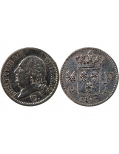 LOUIS XVIII - 1/4 FRANC ARGENT 1817 A PARIS 2
