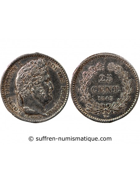 LOUIS PHILIPPE﻿ - 25 CENTIMES ARGENT 1845 B ROUEN