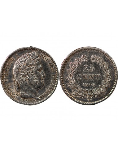 LOUIS PHILIPPE﻿ - 25 CENTIMES ARGENT 1845 B ROUEN