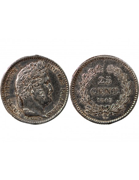 LOUIS PHILIPPE﻿ - 25 CENTIMES ARGENT 1845 B ROUEN