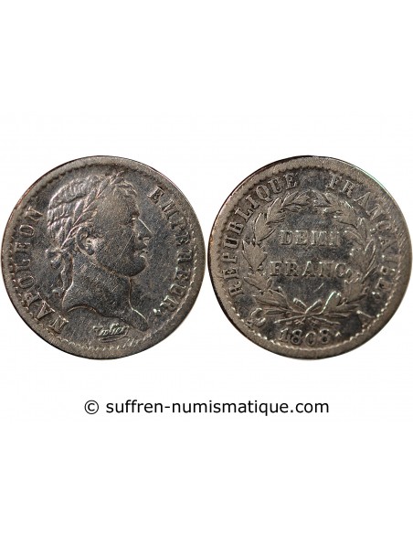 NAPOLEON Ier﻿ - 1/2 FRANC ARGENT 1808 A PARIS