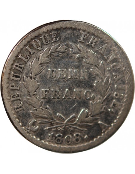 NAPOLEON Ier﻿ - 1/2 FRANC ARGENT 1808 A PARIS