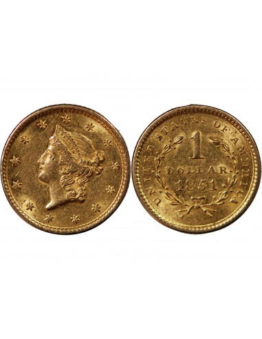 USA, LIBERTY HEAD - 1 DOLLAR OR 1851